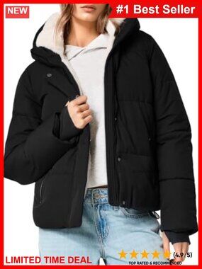 Sherpa Fleece Puffer Jacket Hooded Quilted Winter Coat